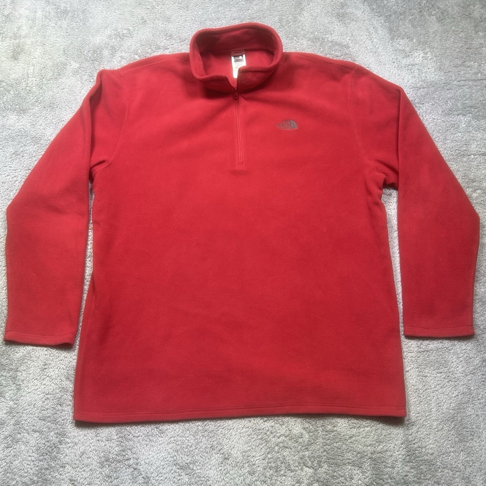 The North Face Pullover Mens 2XL Red Polartec Classic Fleece 1/4 Zip Lightweight